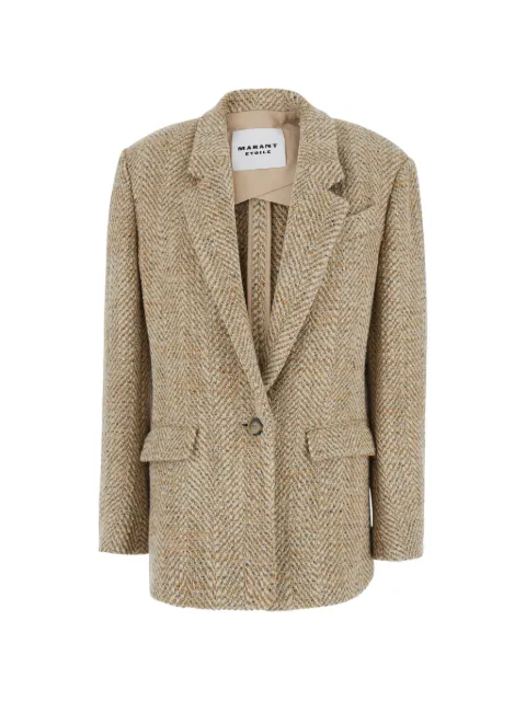 MARANT ÉTOILE Parly herringbone-knit single-breasted blazer Neutrals VE0767FAD3E02E