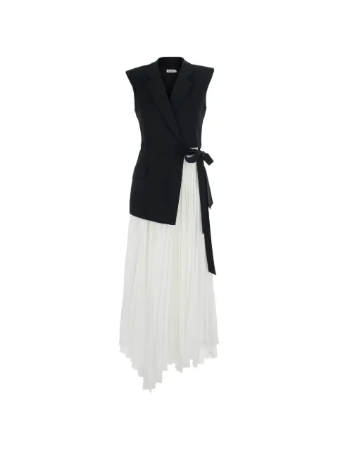 SIMKHAI Helena combo pleated wrap dress White 4261226CPBLACKMULTI