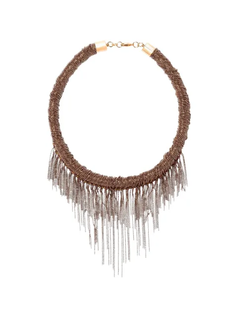 Fabiana Filippi Filo fringe-detail beaded necklace Brown BXD216A867M525VR13