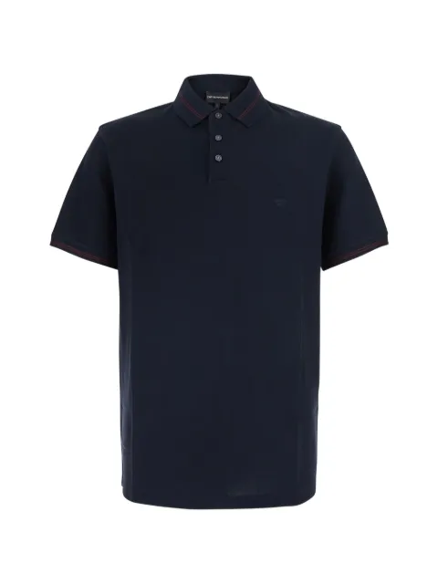 Emporio Armani logo-embroidered tipped polo shirt Blue EM007355AF10497