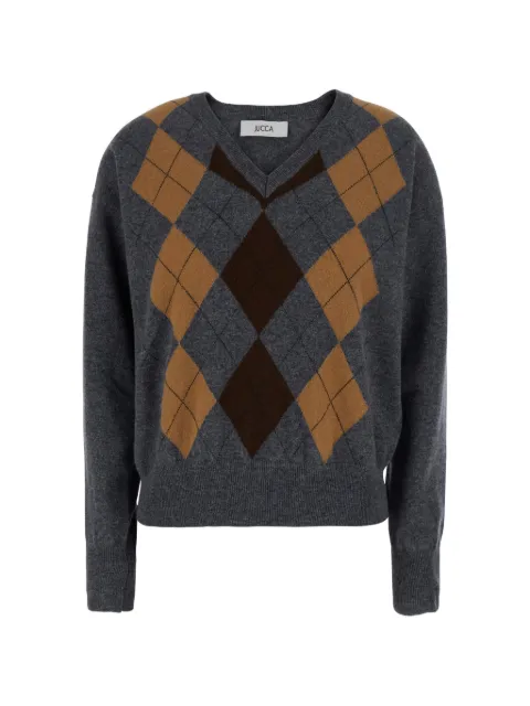 Jucca argyle-intarsia V-neck sweater Grey J4451059129047