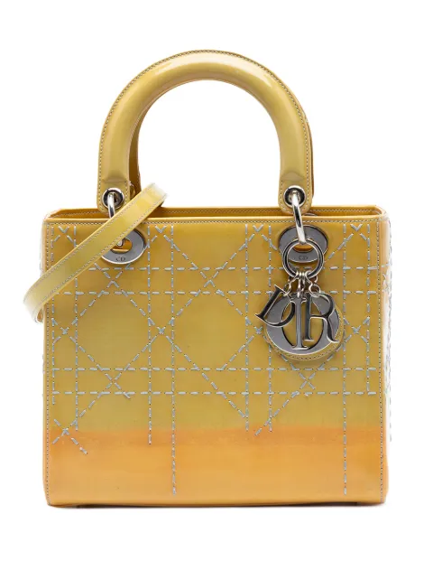 Christian Dior Pre-Owned 2015 Medium Ombre Patent Cannage Lady Dior satchel Yellow X5LZ7JTP5XJO2SDC