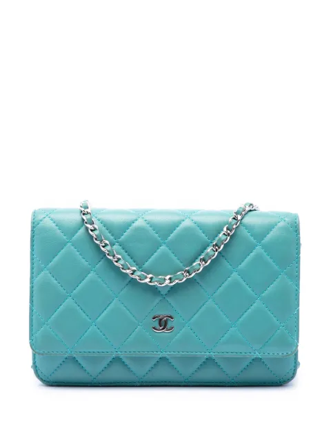 CHANEL Pre-Owned 2015-2016 CC Quilted Lambskin Wallet On Chain crossbody bag Blue V7GKHEP3QWDPGJZF