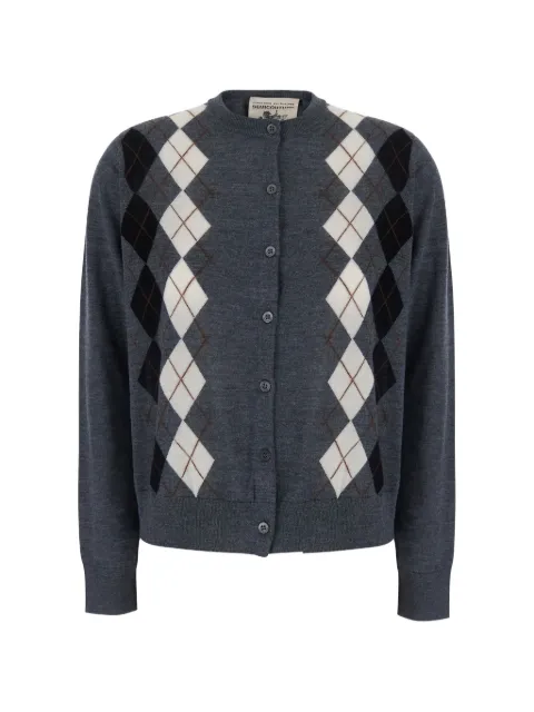 Semicouture Diana argyle-pattern virgin wool cardigan Grey Y6WC73RMB69