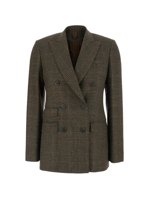 Max Mara check-pattern double-breasted jacket Brown 2621046211600