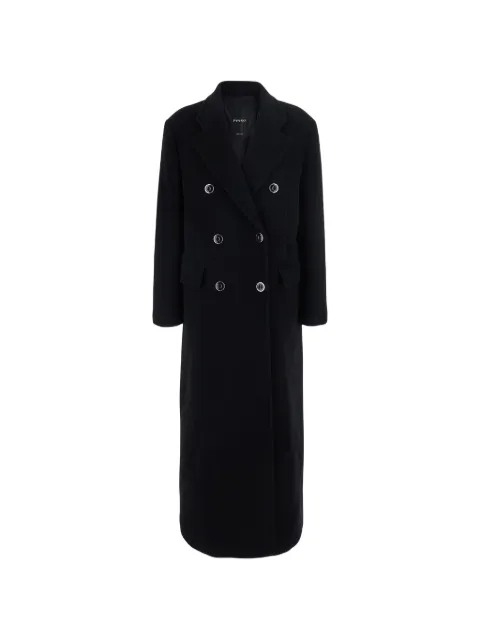 PINKO Covent long double-breasted coat in wool-blend fabric Black 107487A3FG