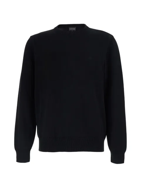 Emporio Armani logo-embroidered ribbed-trim sweater Black EM005175AF24121U