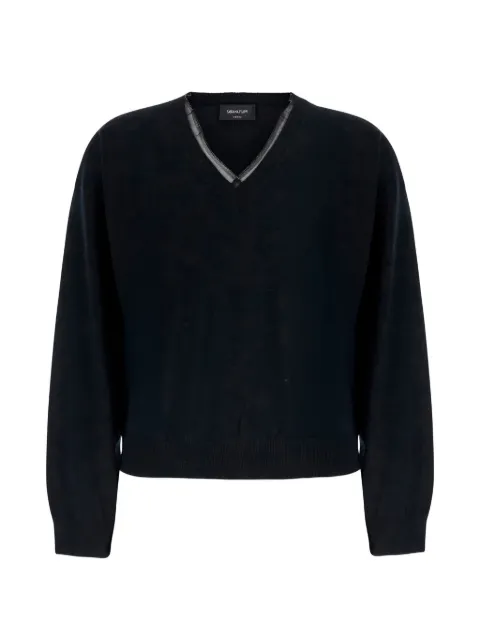 Fabiana Filippi tulle-insert V-neck sweater Black MAD216F035L930825