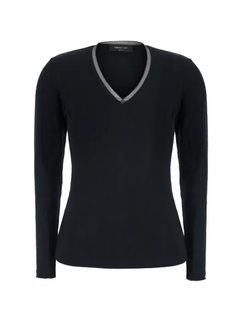 Fabiana Filippi bead-trim V-neck sweater Black JED216F604L907825
