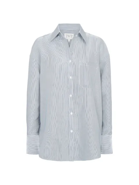 TWP pinstripe-pattern oversized shirt Blue 50045W794