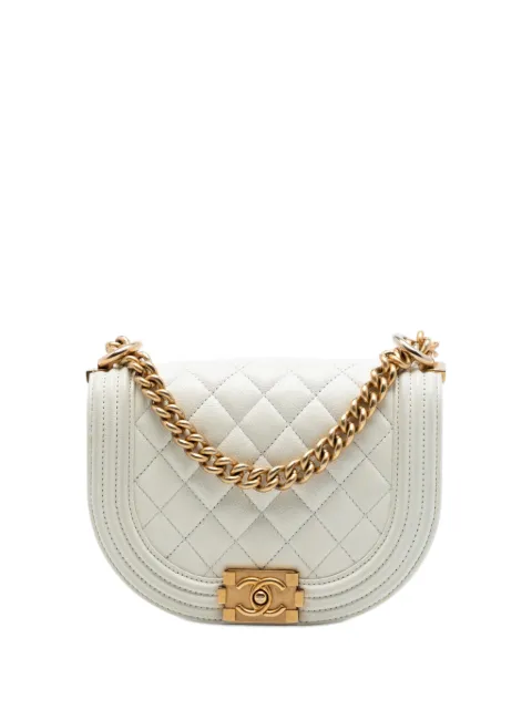 CHANEL Pre-Owned 2021-2026 Mini Quilted Caviar Boy Messenger Bag crossbody bag White AH1S34XE6YA4H5K6