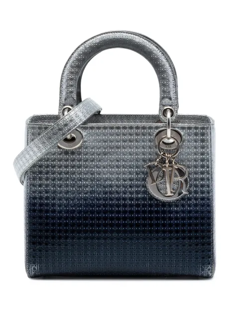 Christian Dior Pre-Owned 2016 Medium Ombre Metallic Patent Microcannage Lady Dior satchel Silver 24Q5CVVX1P6DY2KR