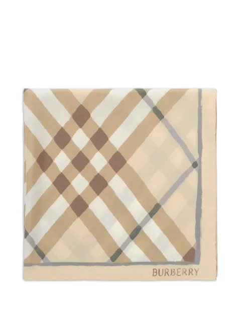 Burberry watercolour Check silk scarf Neutrals 8126948