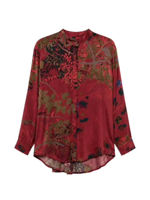YAVI floral-print silk-blend shirt Red A136NOLEN