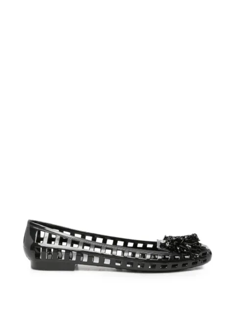 HEAVENLY JELLY floral-appliqué flat pumps Black HJS26PSCLST02BK01