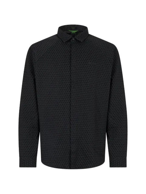 BOSS geometric-print long-sleeve shirt Black 50554481