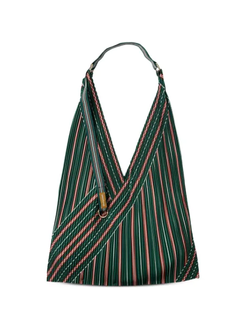 MULTITUDES BAGS Stella pleated striped tote bag Green YBAGSTELLA