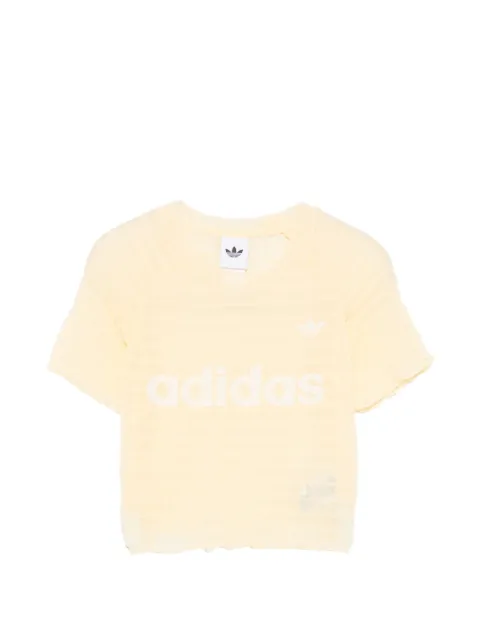 adidas logo-print ruched T-shirt Yellow KE3431
