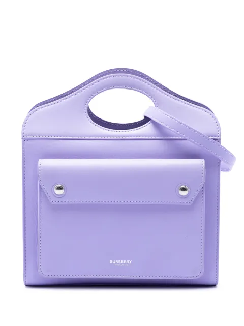 Burberry Pre-Owned 2018-2023 Mini Leather Pocket Tote satchel Purple E6J3SXXYVW6XQDCV