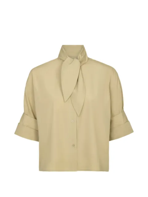 TWP tie-neck short-sleeve blouse Neutrals 55529W005