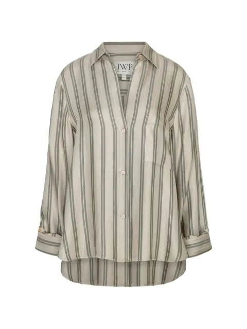 TWP Next Morning striped chest-pocket shirt Neutrals 55332W754