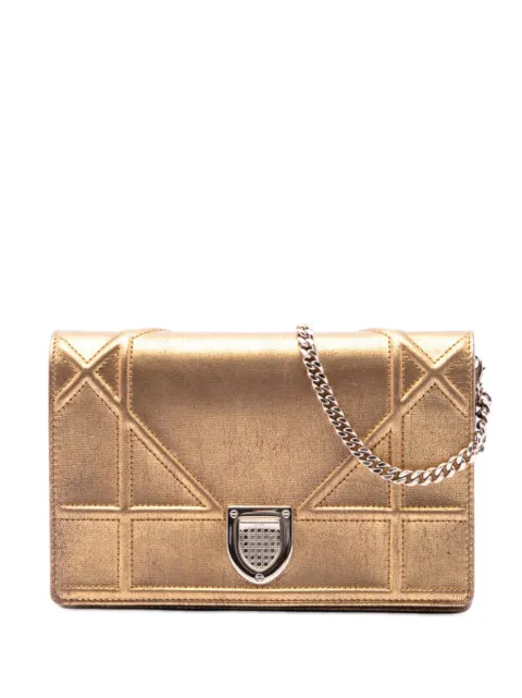 Christian Dior Pre-Owned 2016 Metallic Calfskin Diorama Wallet on Chain crossbody bag Gold 1IWG88A9TX8T1TOA