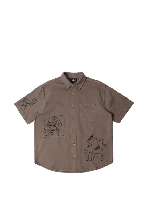 BY PARRA Crooked Face embroidered shirt Brown 55320BRN