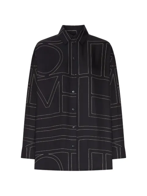 TOTEME monogram-embroidered silk shirt Black 263WRT0480FB0704001