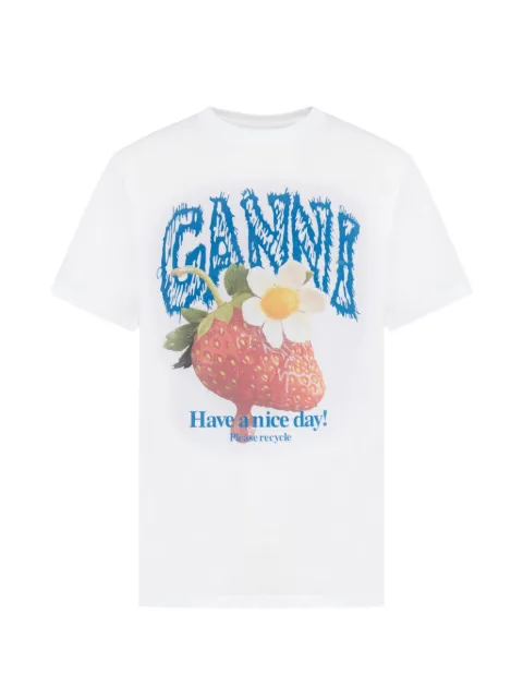 GANNI T-shirt with strawberry White A1050201