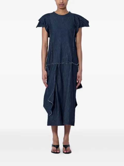 Limi Feu x Yohji Yamamoto ruffled midi dress Blue LKD160031