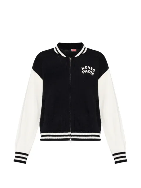 Kenzo logo-embroidered zip-up cardigan Black FG65CA8053EC