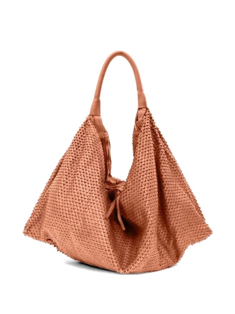 SOMMET Aura Triangulino laser-cut leather shoulder bag Brown AURATRIANGULINO