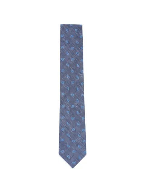 Zegna paisley-embroidered chambray tie Blue Z3E72TA31P8BL1