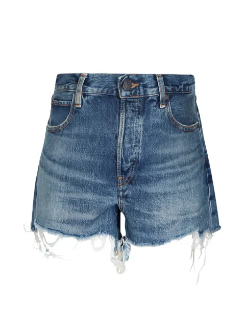 FRAME The Hang frayed-hem mini shorts Blue 4000RF210VIDA