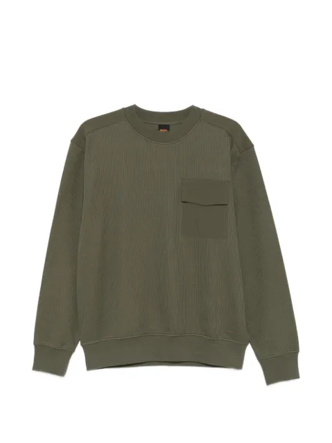 BOSS ribbed-knit flap-pocket sweater Green 50565038