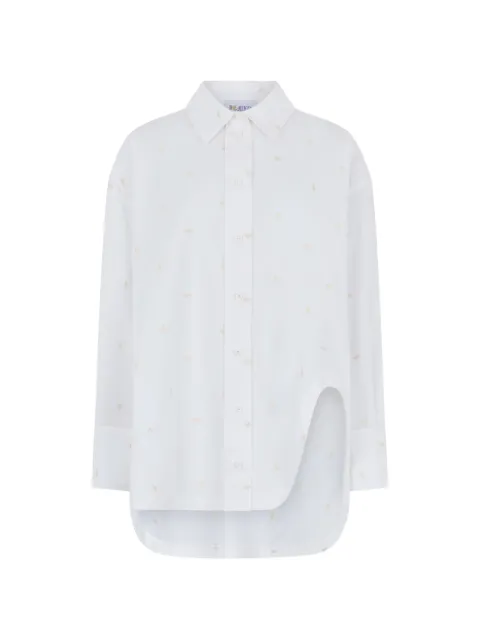 The Attico embroidered asymmetric-hem shirt White 260WCH00015CCC104MA