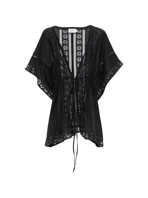 Charo Ruiz Ibiza guipure-lace drawstring-waist kaftan Black 261205BLK