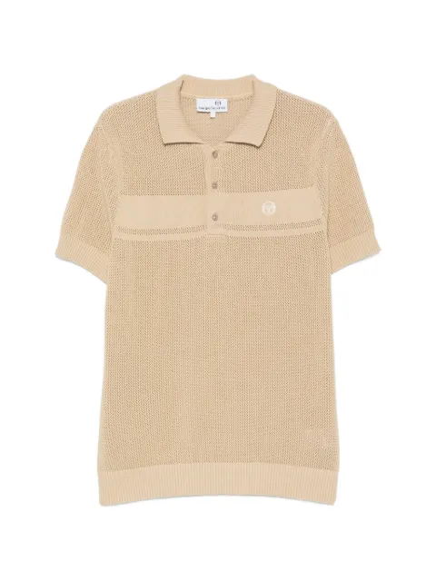 Sergio Tacchini pointelle-knit logo-embroidered polo shirt Neutrals 12205