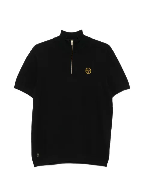 Sergio Tacchini logo-embroidered zip-neck polo shirt Black 12223