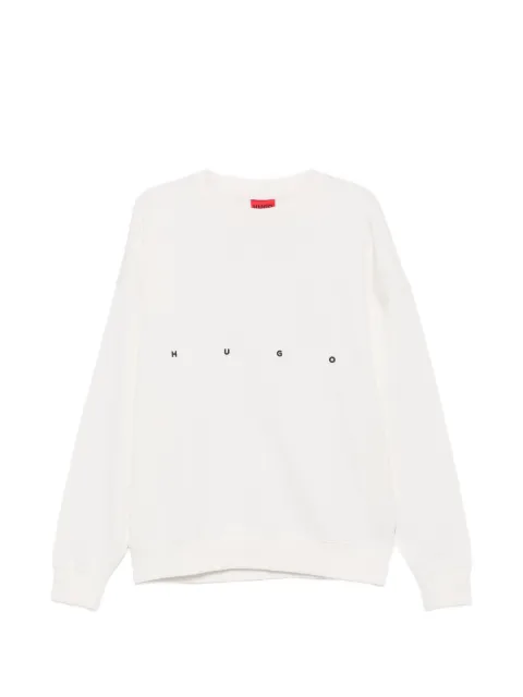 BOSS graphic-print logo-embroidered sweater White 50563465