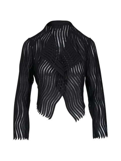 Akris Ariel open-knit cropped jacket Black 7601629302008020009