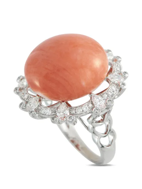 LB Exclusive coral and diamond ring Silver MF03050126