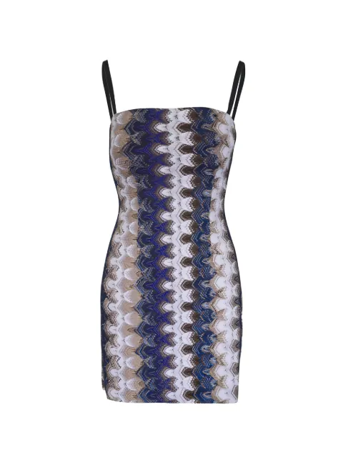 Missoni bustier mini dress in lamé viscose with lace motif Blue DS26SG3XBR015J