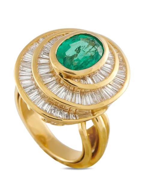 LB Exclusive emerald and diamond spiral ring Gold MF08050126