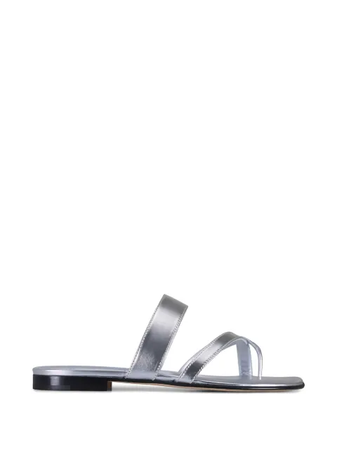 Manolo Blahnik Susa metallic-effect toe-strap sandals Silver 2231554