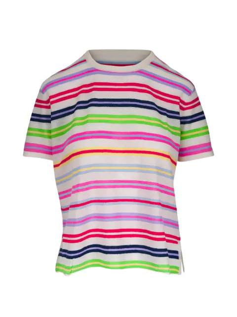 Majestic Filatures striped cashmere T-shirt White M621FPU791E26108