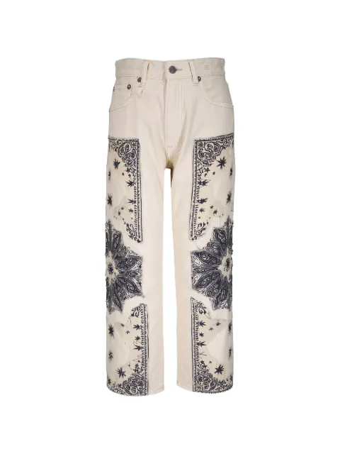 R13 bandana-patchwork jeans White R13WD211D495BECRU