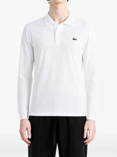 Lacoste logo-patch long-sleeve polo shirt White DH3185
