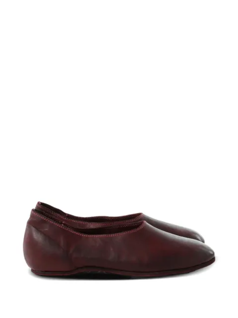 Guidi tonal-stitched leather ballet flats Red 626R