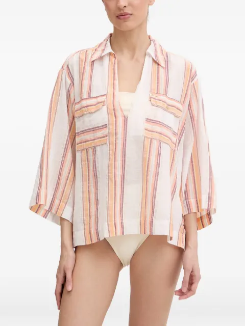 Melissa Odabash Billi striped pocket-detail top White MOBILLI